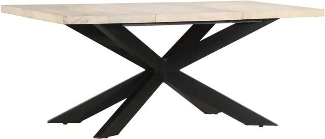 vidaXL Esstisch aus massivem gebleichtem Mangoholz in Beige und Braun, B/T/H: 180 x 90 x 76 cm - Bild 1