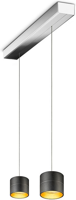 Oligo Tudor S LED-Pendelleuchte 2-flammig Schwarz matt/Blattgold mit Chrom-Baldachin und Tunable White (2200K - 5000K) - Bild 1