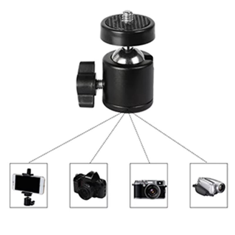 Mini-Kugelkopf Montageadapter mit 1/4 Zoll Schraube in Schwarz für GoPro 12 11 10 9 DSLR-Kameras, Camcorder und Lichtstative - Bild 4