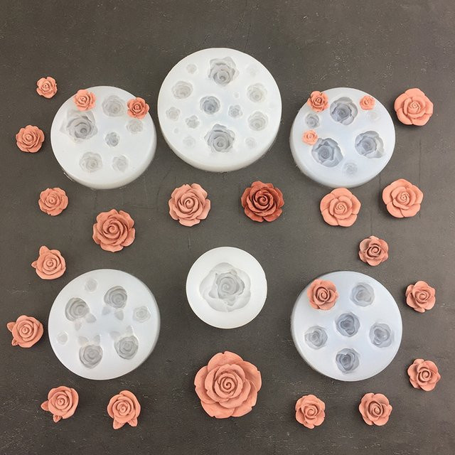 Silikonform für 3D Rosen und Blumen in Weiß zur Dekoration von Fondant, Schokolade, Kerzen oder Seife - Bild 1