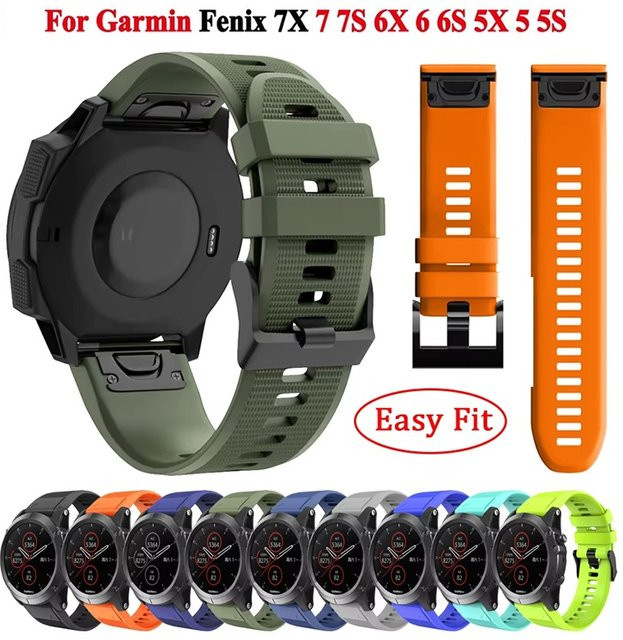 Silikon Ersatzarmband mit Quick Release für Garmin Fenix 7S 7 7X 6S 6 6X Pro 5S 5 5X Plus 3 3HR in Green und Multicolour, Breite: 20mm, 22mm oder 26mm - Bild 1