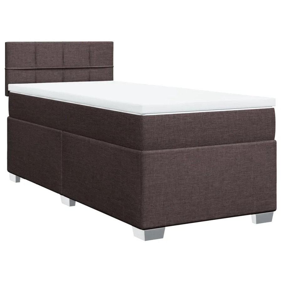 vidaXL Boxspringbett mit Matratze Dunkelbraun B/T/H: 90 x 190 x 76,7 cm - Bild 2