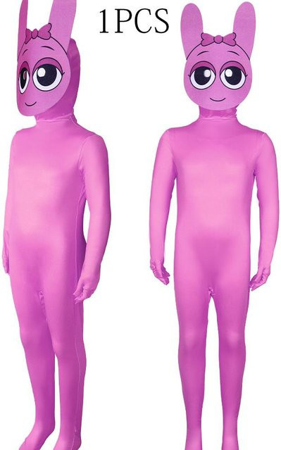 Wucifang Jewelry Sprunki Cosplay Kostüm, Jumpsuit und Maske, rosa - Bild 1