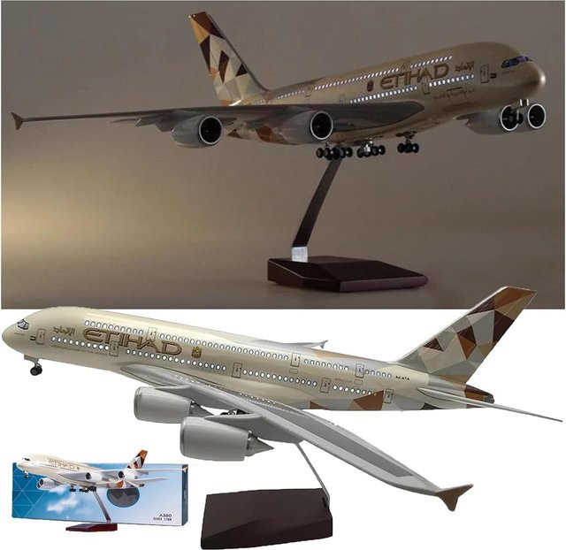 ZOCO A380 Etihad Airline Modell, 1/160 Maßstab, mit Licht und Rädern - Bild 1