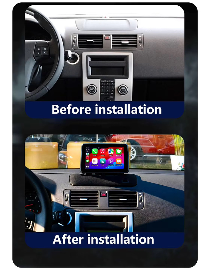 Sadocom 7-Zoll Carplay Android 14 Autoradio mit 12GB RAM + 256GB Speicher, 8-Kern-Prozessor, GPS und WLAN in Schwarz für Volvo S40, C30 und C70 (2006-2012) - Bild 2