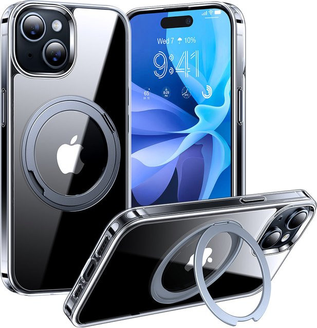 Torras Ostand Pro MagSafe Schutzhülle für Apple iPhone 15, Transparent - Bild 1