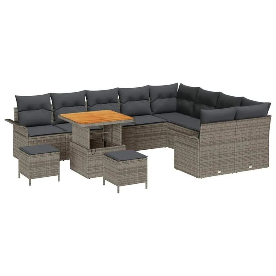 vidaXL Garten-Sofa-Set 12-tlg. mit Kissen und Stauraumfunktion in Grau - Bild 2