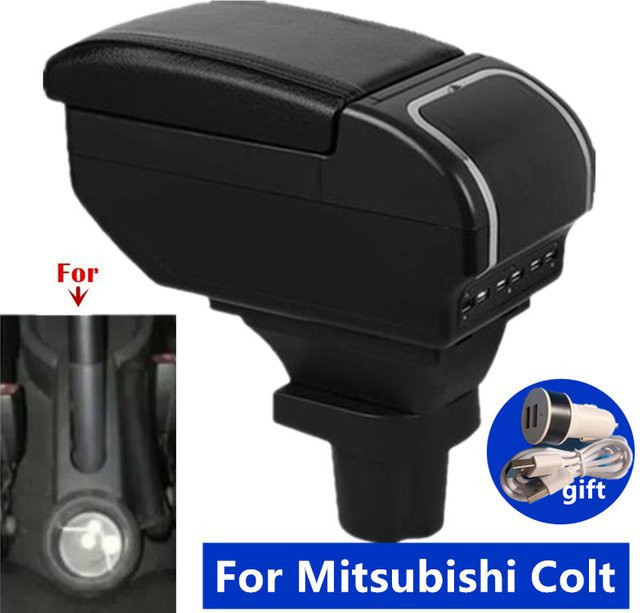 HuangZM Armlehnenbox für Mitsubishi Colt Z30 als doppelschichtige Mittelkonsole mit Getränkehalter und USB-C Schnittstelle in Schwarz - Bild 1