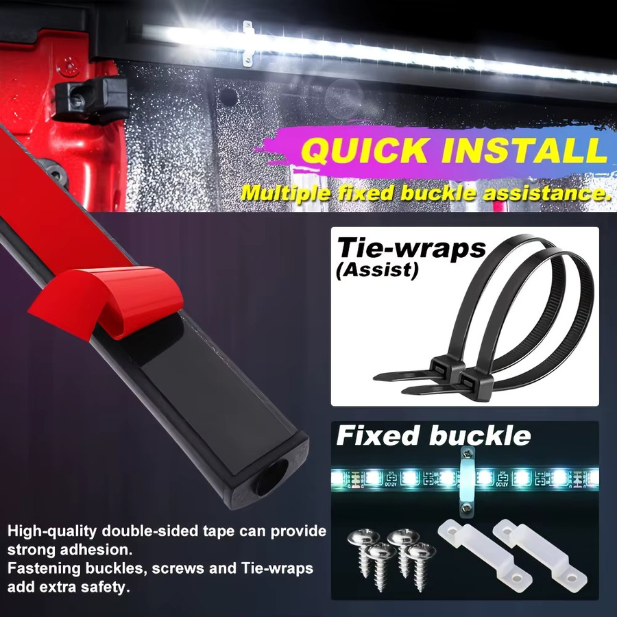 AnautosL RGB LED-Lichtleiste für LKW-Ladeflächen in Schwarz, 152,4 cm, Multicolour-Beleuchtung für Pickups, SUVs, Wohnmobile und Boote - Bild 4