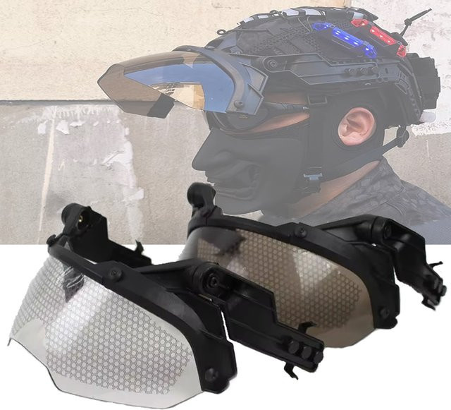 BOOIU Taktische Helmbrille Full Vision in Schwarz, verstellbare Schutzbrille für FAST-Helme, 90 Grad abnehmbar für Jagd und CS-Spiele - Bild 1