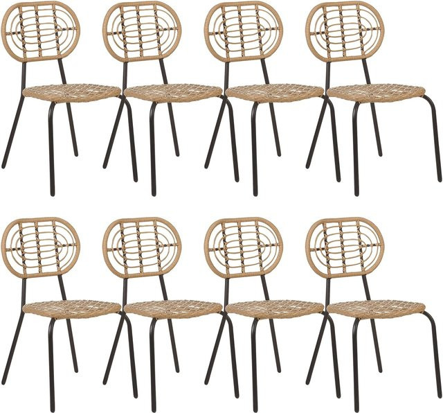 Beliani Gartenstuhl aus Polyrattan in Beige und Schwarz, stapelbar, B/T/H: 57 x 48 x 86 cm - Bild 1