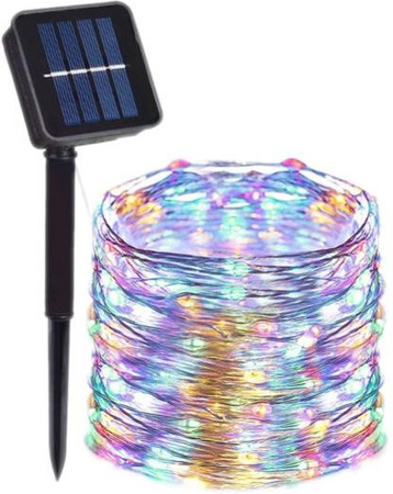 AlliLit Solar-LED-Außenrohr-Lichterkette mit 50 LEDs in Bunt, 7m Kabellänge, wetterfest IP65 für Garten, Balkon und Landschaftsbeleuchtung