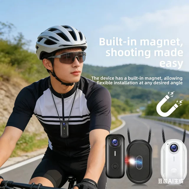 iHseno Action Camera in Schwarz, kompakte magnetische Sportkamera für Reiten und Laufen - Bild 1