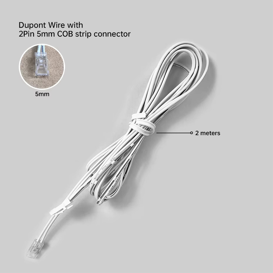 Dupont-Verlängerungskabel mit 2-Pin COB-Stecker für 12V und 24V, Farbe: Weiß, Länge: 2 m - Bild 2