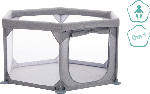 Fillikid Laufgitter 6-eckig in Grau aus Metall und Kunststoff, B/T/H: 134 x 134 x 67 cm - Bild 1