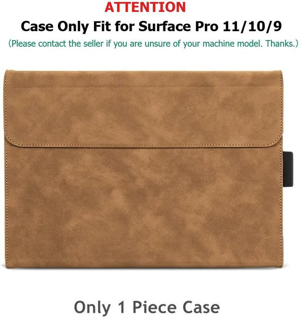 Business Cover Portfolio Case für Microsoft Surface Pro 11, 10 und 9 mit Mehrwinkelständer und TPU Hülle, kompatibel mit Tastatur, Farben: Schwarz, Grau, Braun - Bild 1