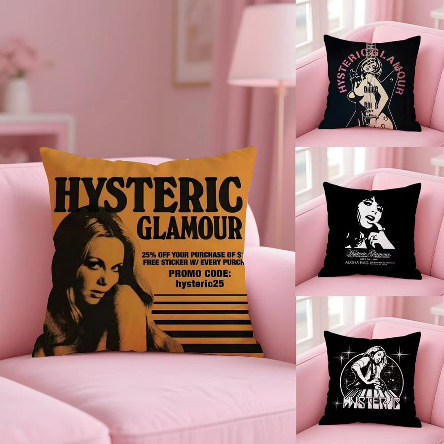 H-Hysteric Kissenbezug Glamour Girl aus weichem Plüsch in Weiß mit doppelseitigem Druck - Bild 3