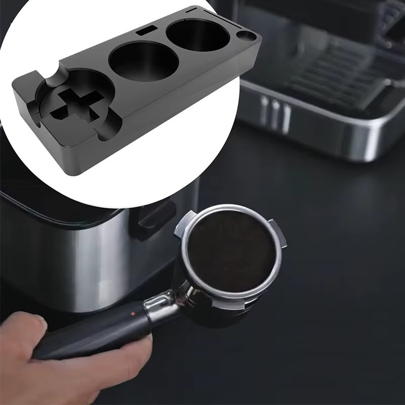 JUSTINLAU Espresso-Zubehörhalter in Schwarz als multifunktionaler Ständer für Tamper-Matten, Siebträger und Kaffeewerkzeuge - Bild 2
