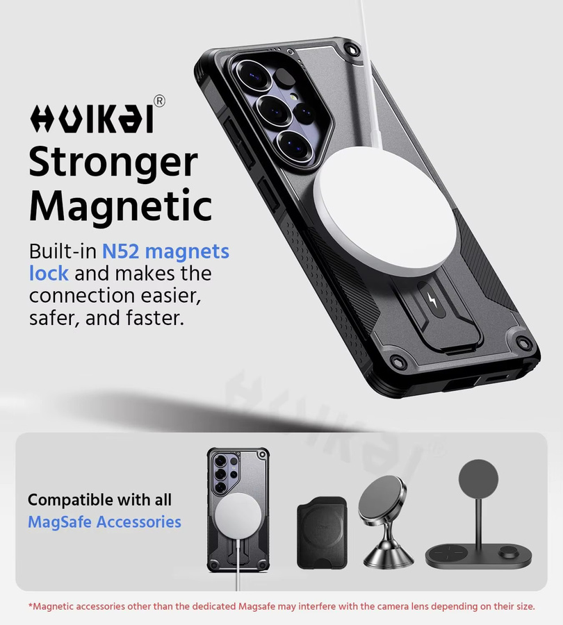 Magnetische Schutzhülle für Samsung S26 Ultra 5G, S26 Plus und S26 in Schwarz mit Aufstellfunktion und stoßfestem Design - Bild 3