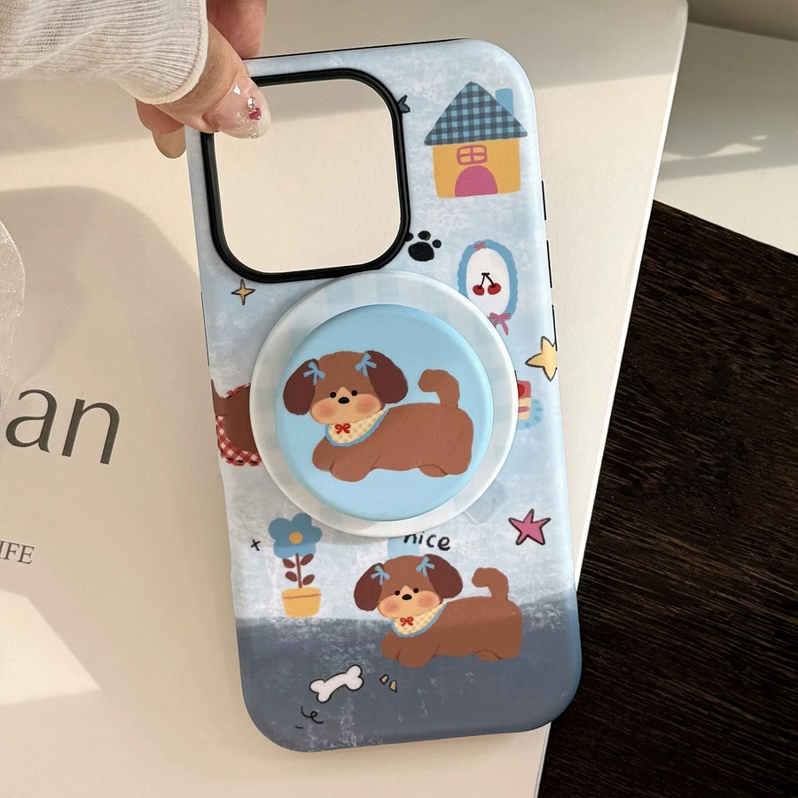 MUQGEW Magnetische iPhone Handyhülle mit Koreanischem Cartoon-Welpen Design, Stoßfeste Schutzhülle für iPhone 17 16 15 14 13 12 11 Pro Max Mini, Multicolor - Bild 2