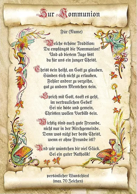 Personalisierte Kommunion-Urkunde von Tantum Graphic mit floralem Vintage-Design in Mehrfarbig auf Papier - Bild 1