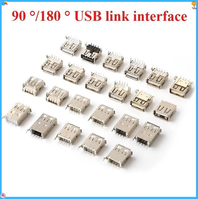 10 Stück USB 2.0 4-Pin A-Typ Buchsenstecker G54 in Silber für Datenübertragung und Laden mit 90 oder 180 Grad Winkel - Bild 1