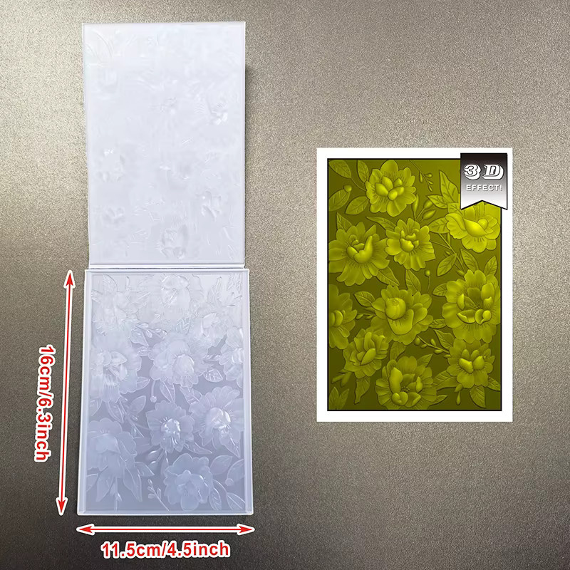 3D-geprägter Ordner mit Chrysanthemenblüten-Design aus weißem Kunststoff für die Kartenherstellung - Bild 3