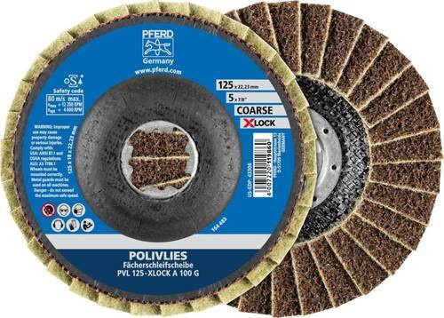 PFERD POLIVLIES Fächerscheibe PVL Korund für Feinschliff, Durchmesser: 125 mm, Bohrung: 22,23 mm/X-LOCK, A100G, mehrfarbig - Bild 1