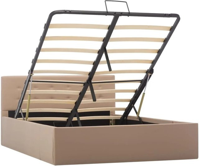 vidaXL Stauraumbett mit Hydraulik in Cappuccino-Braun aus Kunstleder, B/T/H: 120 x 200 x 73 cm - Bild 1