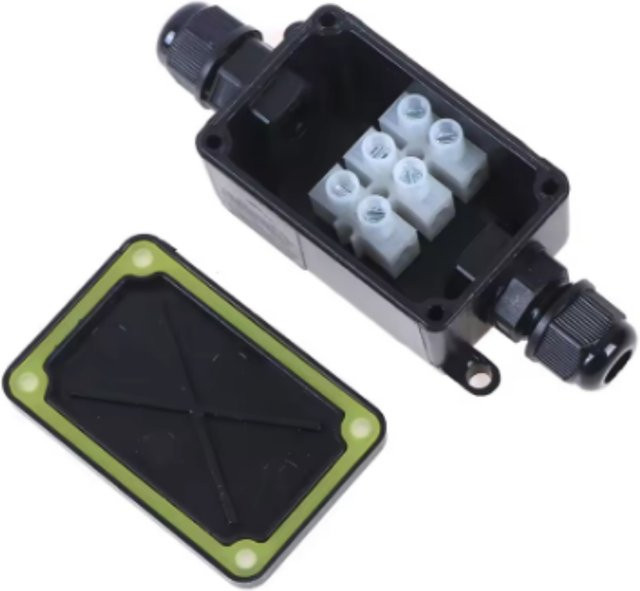 AOKIN Externe 2-Wege Anschlussdose IP68 Wasserdichte Elektrodose mit M20-Stecker in Schwarz - Bild 1