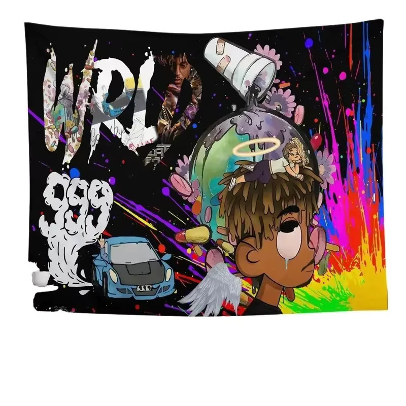 VIKAMA Juice WRLD 999 Club Wandteppich Graffiti Hip-Hop Wandbehang Multicolour B: 40 cm, H: 40 cm - Bild 5