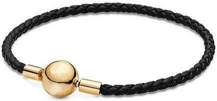 Armband 925 Sterling Silber, Leder, schwarz, Damen, 17cm - Bild 1