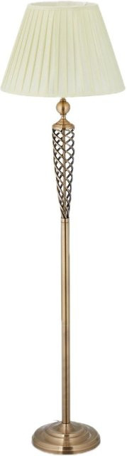 Relaxdays Stehlampe aus Eisen und Stoff in Elfenbeinweiß und Messing Antik mit Fußschalter, Höhe: 157 cm, Durchmesser: 42 cm - Bild 1