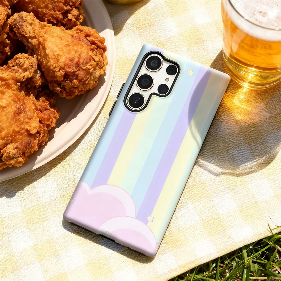 Samsung Handyhülle Cloud & Star Stripes für Galaxy S25 Ultra, S24 und S23 Ultra Plus in Multicolour mit glänzender doppellagiger Rückseite - Bild 3