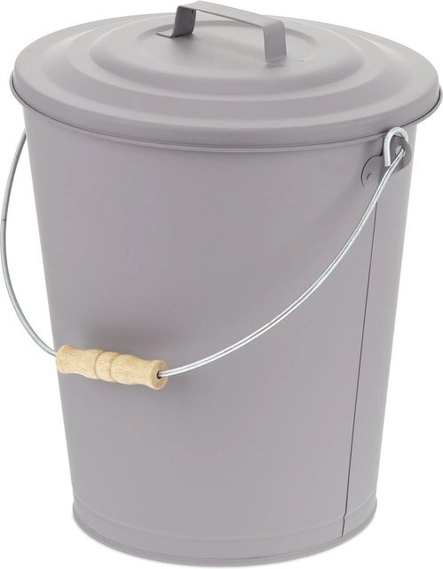 Relaxdays Ascheeimer aus Stahl mit Deckel in Grau für Holzkohle und Briketts, Höhe: 42 cm, Breite: 35,5 cm, Tiefe: 35,5 cm - Bild 1