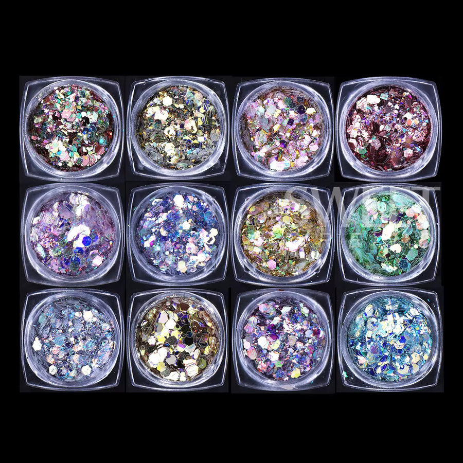 SWEET TREND Nagel-Glitzerflocken, 12 Farben, holografisch, glänzend - Bild 6