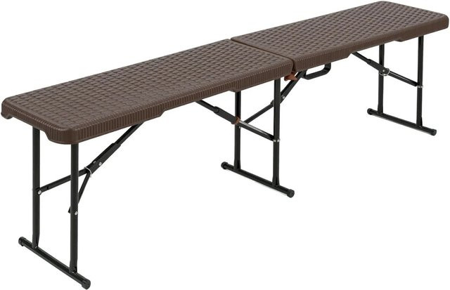 Floordirekt Gartenbank Kagawa in Braun mit Rattan-Optik, wetterfest und bis 320 kg belastbar - Bild 1