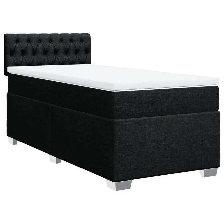 vidaXL Boxspringbett mit Matratze Schwarz, Hybridbett mit Taschenfederkern, USB-Anschluss und Unterbettbeleuchtung, B/T/H: 80 x 200 x 100,5 cm - Bild 2