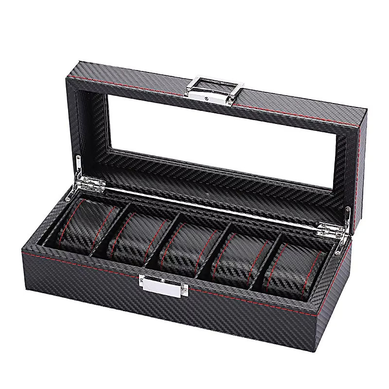 KSGM Schmuck Lagerung Fall Box, Schwarz Carbon Faser Muster, Unisex - Bild 2