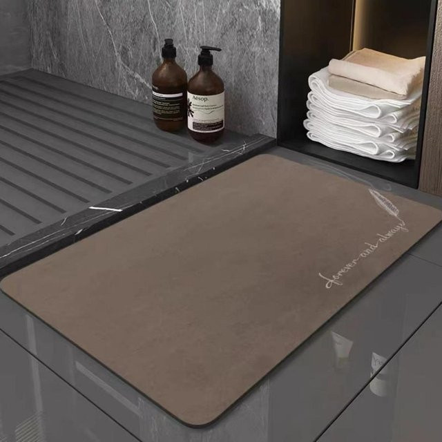 Saugfähige Kieselalgen-Schlammmatte von Yiran Furniture für das Badezimmer, rutschfest und schnelltrocknend, Grau, B/T: 60 x 90 cm - Bild 1