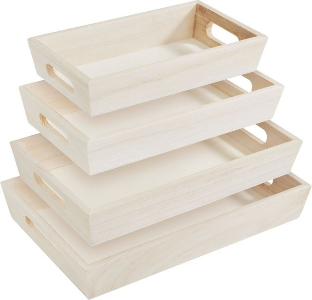 VBS Holztablett-Set mit Griffen in Beige - Bild 1