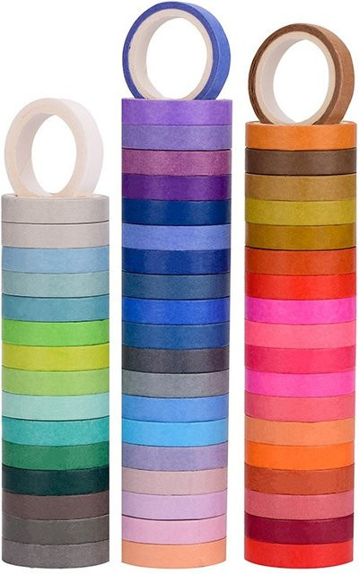 Haile Washi-Tape-Set in Regenbogenfarben, 60 Rollen, Breite: 8 mm - Bild 1