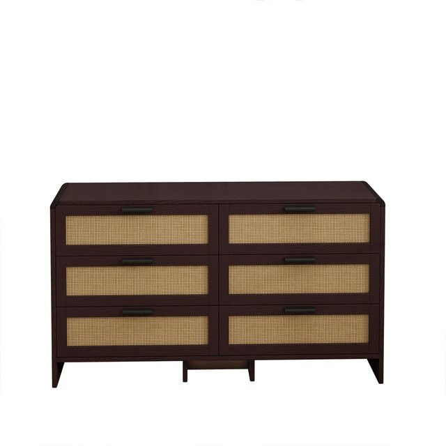 okwish Sideboard mit 6 Schubladen im Eckdesign für dein Wohnzimmer, Braun, B/T/H: 130 x 40 x 74 cm - Bild 1