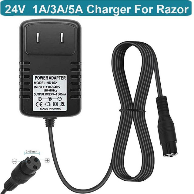CHOPOCK Ersatzladegerät für Razor MX350 Dirt Bike, E300, E200, E175, E100, Dirt Quad 4 Räder und Pocket Mod mit EU-Stecker in Schwarz - Bild 1