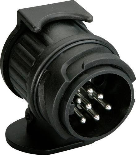 IWH Anhänger Adapter aus Kunststoff in Schwarz mit Steckdose 13-polig und Stecker 7-polig - Bild 1