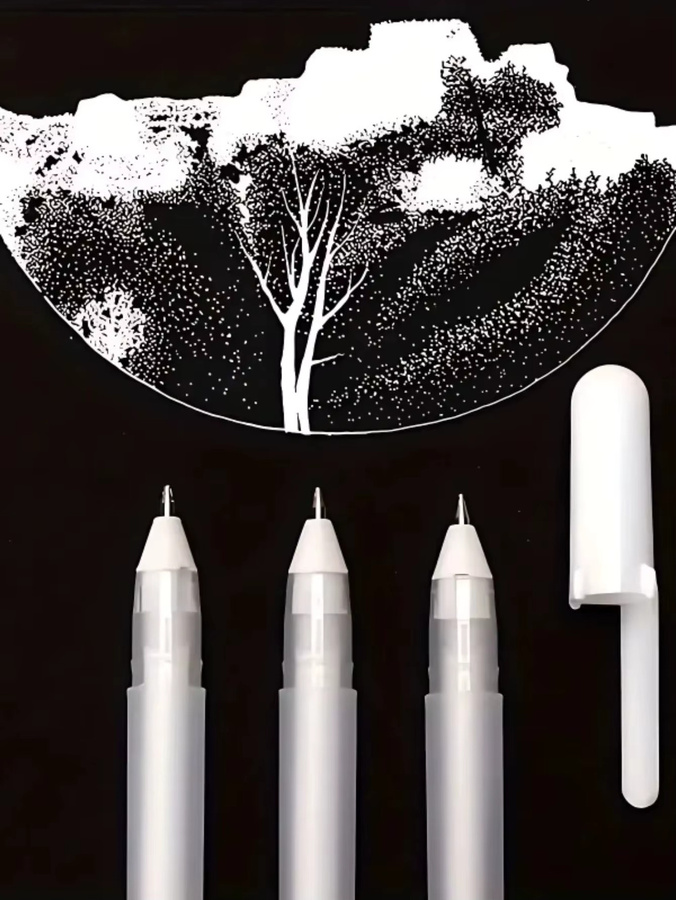 Kawai 5-teiliges Set weiße Marker-Gelstifte mit feiner Spitze für Kunstzeichnungen, Comics und Illustrationen - Bild 7