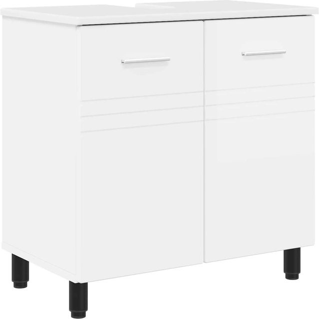 vidaXL Waschtisch modern in Weiß Hochglanz mit Schrank und Türen B/T/H: 60 x 35 x 60 cm - Bild 1