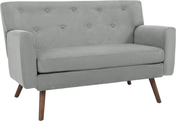 DELUKE Sofa ARNE 2-Sitzer aus Cord in Grau mit Holzgestell, B/T/H: 120 x 74 x 81 cm