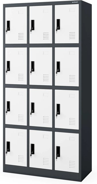 Jan Nowak Spind Fächerschrank MARCIN aus Stahl in Anthrazit-Weiß, H x B x T: 185 x 90 x 40 cm - Bild 1