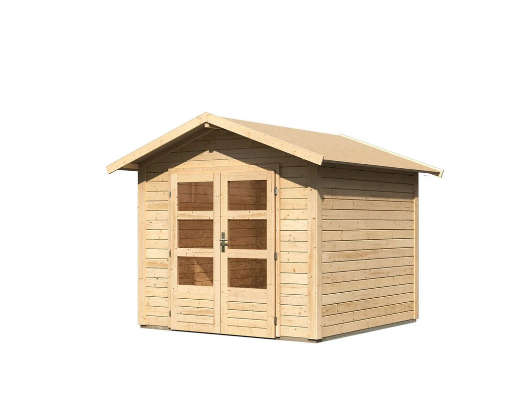 KARIBU Carlos Satteldach Gartenhaus mit Boden, naturbelassen, B: 244 cm, H: 230 cm, T: 244 cm - Bild 3